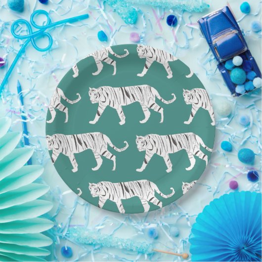 Aquamarin Tiger Pappteller (Party)