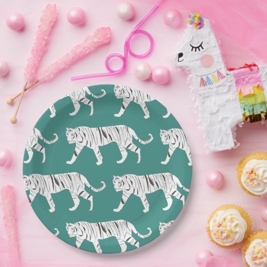 Aquamarin Tiger Pappteller (Party)