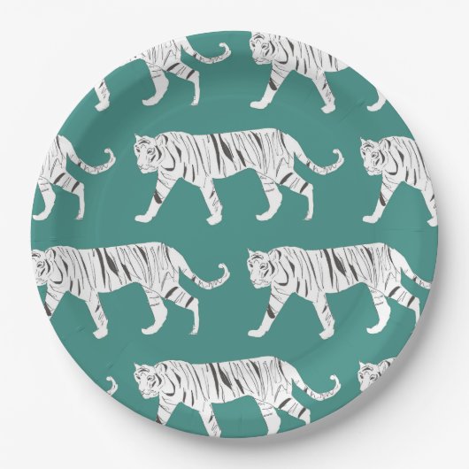 Aquamarin Tiger Pappteller (Vorderseite)