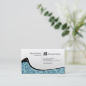 Aquamarin Tiles Wave Muster Business Card Visitenkarte (Stehend Vorderseite)