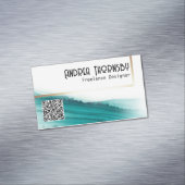 Aquamarin Tinte Modern einfacher Gold QR Code kund Magnetische Visitenkarte (Beispiel)