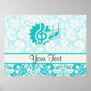 Aquamarin Treble Clef Poster