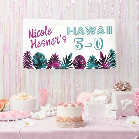 Aquamarin, Tropical Berry Pink Hawaii 5-0 50. Banner (Party)