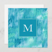 Aquamarin Türkis Abstrakt Mitteilungskarte (Vorne/Hinten)