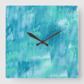 Aquamarin Türkis Abstrakt Quadratische Wanduhr (Vorderseite)