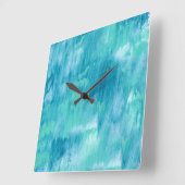 Aquamarin Türkis Abstrakt Quadratische Wanduhr (Winkel)