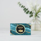 Aquamarin Türkis Agate Rechtsanwalt Gold Pen Nib Visitenkarte (Stehend Vorderseite)