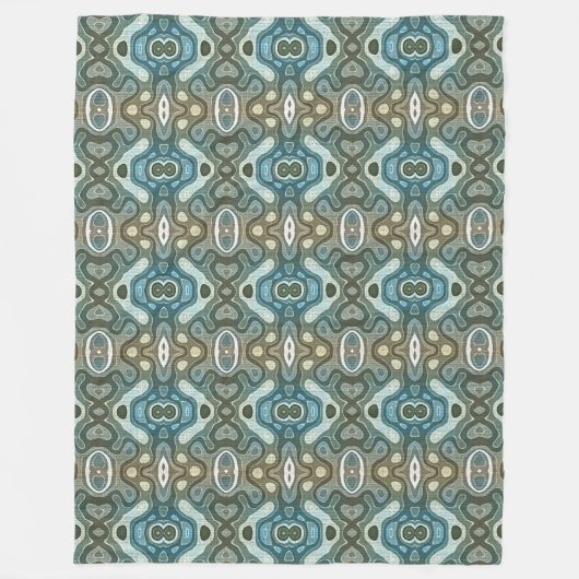 Aquamarin Türkis Blau Grau Braun Angesagte Bohemis Fleecedecke (Vorderseite)