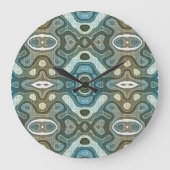 Aquamarin Türkis Blau Grau Braun Angesagte Bohemis Große Wanduhr (Vorderseite)