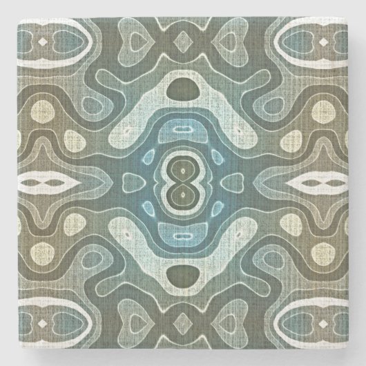 Aquamarin Türkis Blau Grau Braun Angesagte Bohemis Steinuntersetzer (Vorderseite)