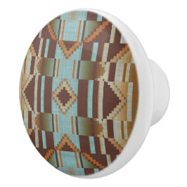 Aquamarin Türkis blau Orange Brown Tribal Art Keramikknauf