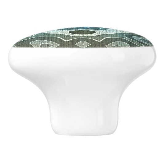 Aquamarin Türkis Blue Gray Brown Ethnic Stamm Art Keramikknauf (Seitenansicht)