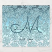 Aquamarin Türkis Elegant Wedding Empfang Monogram Schaumweinetikett (Einzelnes Label)