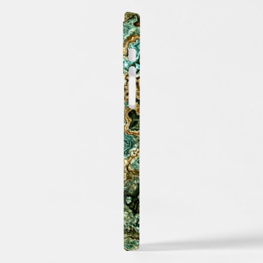 Aquamarin Türkis Gold Brown Minerals Marmor Kunst iPhone Hülle (Linke Seite)