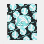 aquamarin türkis gürrisch I Liebe Volleyball Fleecedecke (Vorderseite)