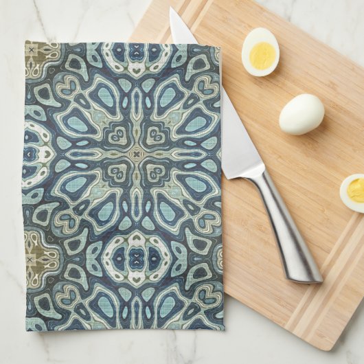 Aquamarin Türkis Meeresrauschen Grün Bohemischer S Geschirrtuch (Viertel Falte)