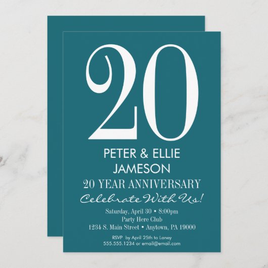 Aquamarin Türkis Moderne Einladungen zum Jubiläum (Vorne/Hinten)