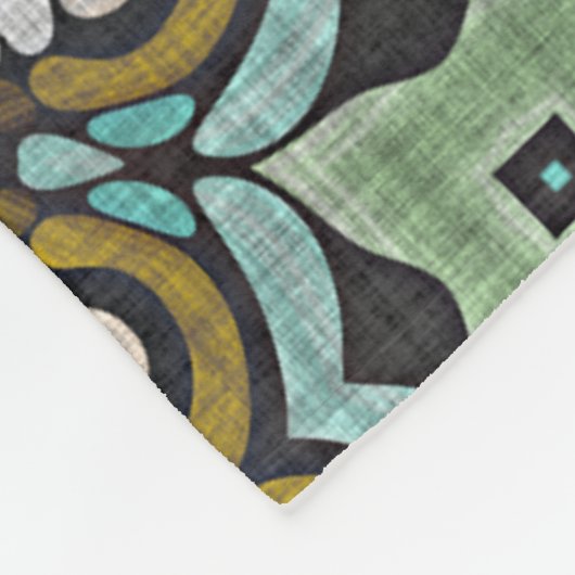 Aquamarin Türkis Ochre Retro Angesagte Bohemische  Fleecedecke (Ecke)