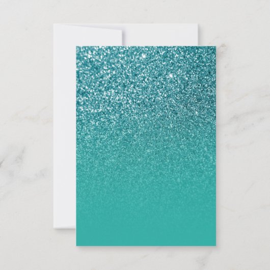 Aquamarin Türkis Ombre Glitzer Save the Date Einladung (Rückseite)