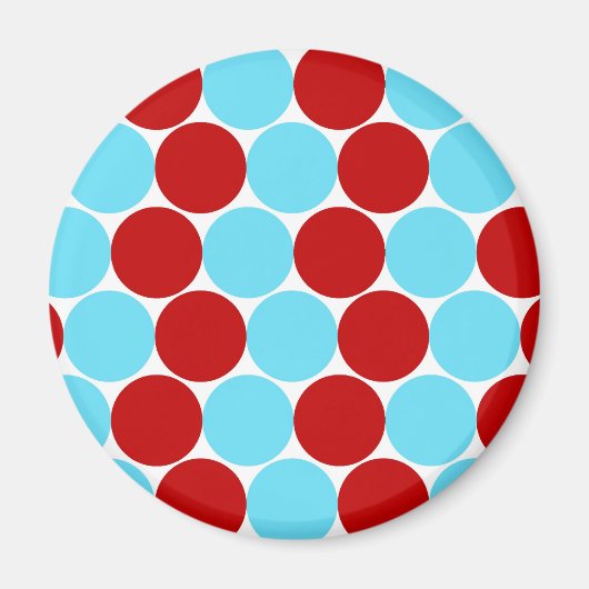 Aquamarin Türkis Red Big Polka Dots Muster Geschen Magnet (Vorne)