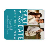 Aquamarin Türkis Save the Date 2 Foto Hochzeit Magnet (Horizontal)