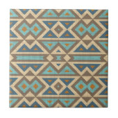 Aquamarin Türkis Terracotta Brown Ethnic Stamm Kun Fliese (Vorderseite)