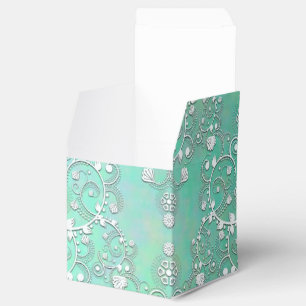 Aquamarin Türkis und Extravaganter Damast Geschenkschachtel
