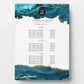 Aquamarin - Türkis und Gold Agate Business Fotoplatte (Vorderseite)