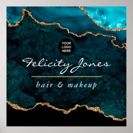 Aquamarin - Türkis und Gold Agate Business Poster