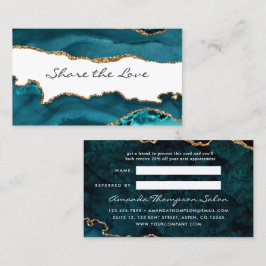 Aquamarin - Türkis- und Gold Agate-Karte Empfehlungskarte