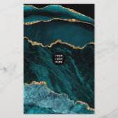 Aquamarin - Türkis und Gold Agate Stone Services Flyer (Hinten)