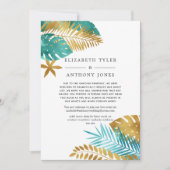 Aquamarin - Türkis und Gold Tropical Guest List Ankündigung (Vorderseite)