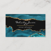 Aquamarin - Türkis und Goldgeode Agate Stone Busin Visitenkarte (Vorderseite)