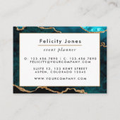 Aquamarin - Türkis und Goldgeode Agate Stone Visitenkarte (Rückseite)