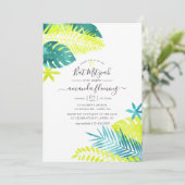 Aquamarin - Türkis und Lemon Tropical Bat Mitzvah Einladung (Stehend Vorderseite)