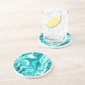 Aquamarin, türkis und weißer Marmor Getränkeuntersetzer (Seite)