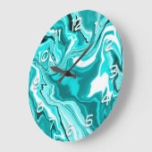 Aquamarin, türkis und weißer Marmor Große Wanduhr (Winkel)