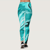 Aquamarin, türkis und weißer Marmor Leggings (Rückseite)