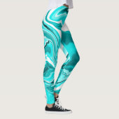 Aquamarin, türkis und weißer Marmor Leggings (Rechts)