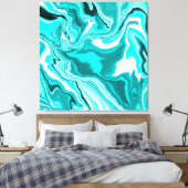 Aquamarin, türkis und weißer Marmor Leinwanddruck (Insitu (Schlafzimmer))