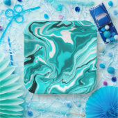 Aquamarin, türkis und weißer Marmor Pappteller (Party)