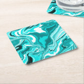 Aquamarin, türkis und weißer Marmor Rechteckiger Pappuntersetzer (angewinkelt)