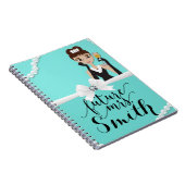 Aquamarin Türkis White Bow Pearls Wine Future Mrs. Notizblock (Rechte Seite)