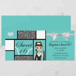 Aquamarin Türkis & White Bow Sweet 16 Geburtstagsp Einladung