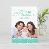 Aquamarin Türkis & White Frohe Weihnachtskarte Feiertagskarte (Stehend Vorderseite)