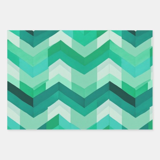 Aquamarin Türkis Zickzack Geschenkpapier Set (Vorderseite 2)