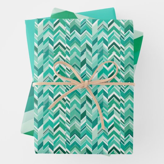 Aquamarin Türkis Zickzack Geschenkpapier Set (Beispiel)