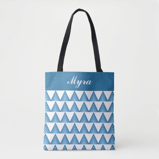 Aquamarin Türkisblau Aqua Geometrie Personalisiert Tasche (Vorderseite)