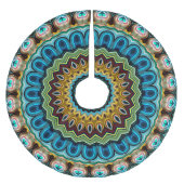 Aquamarin Türkisblau Grün Mandala Sternmuster Polyester Weihnachtsbaumdecke (Vorderseite)