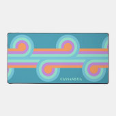 Aquamarin Türkisblau Orange Lila Retro-Muster Schreibtischunterlage (Vorderseite)